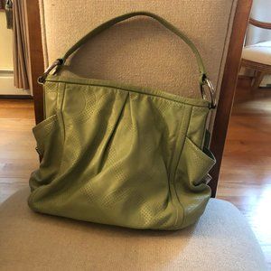 Coach green leather shoulder bag